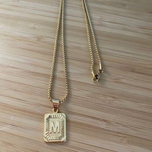 Initial Letter M Pendant Necklace 22inch